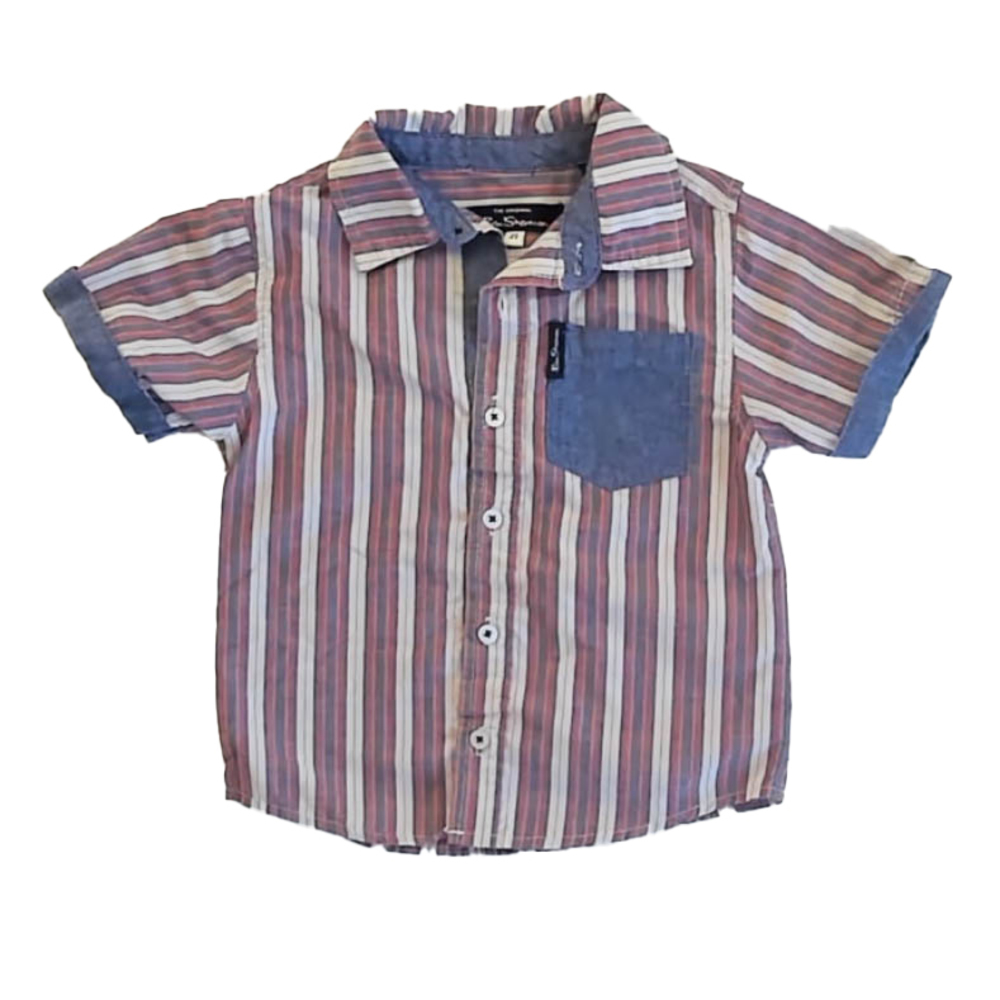 Ben Sherman Boys Blue Stripe Button Down Short Sleeve size: 2T